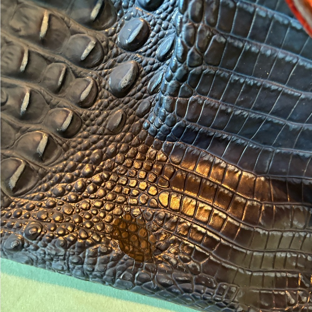 Brahmin Blue and Brown Croc-Embossed Bag